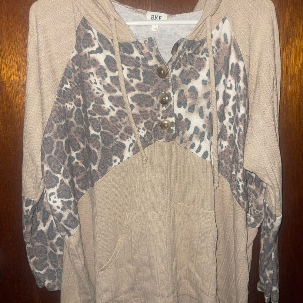 BKE Animal Print Button-Up Top